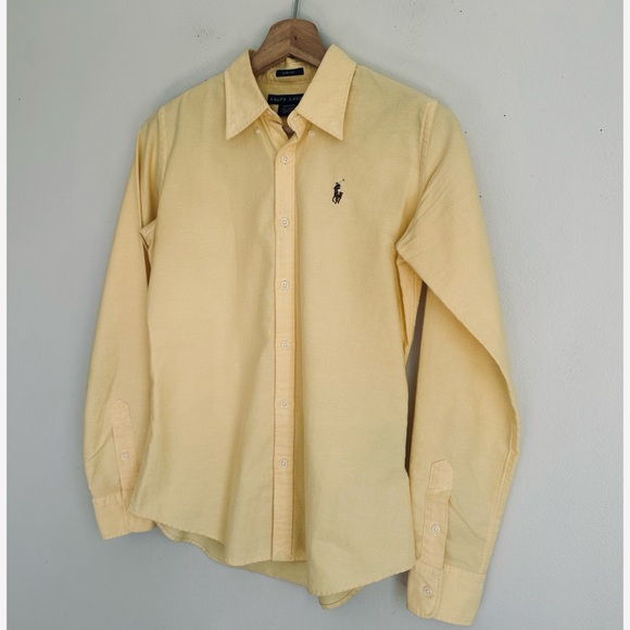 Ralph Lauren • Iconic Blue Label Cotton Oxford Button Down Shirt in Yellow - Picture 3 of 5